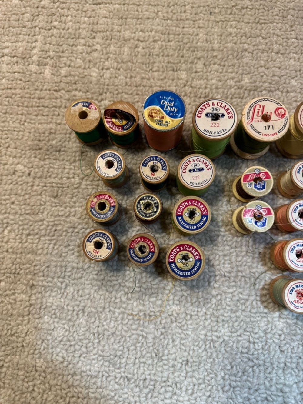 Vintage Wood Spool Thread Lot: 53 Pieces for craft, cottagecore, maximalism, - Picture 4 of 13
